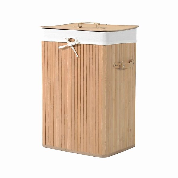 HOMCOM Wäschekorb  Wäschebox mit Deckel, Wäschesammler, Segeltuchsack, Bamb günstig online kaufen