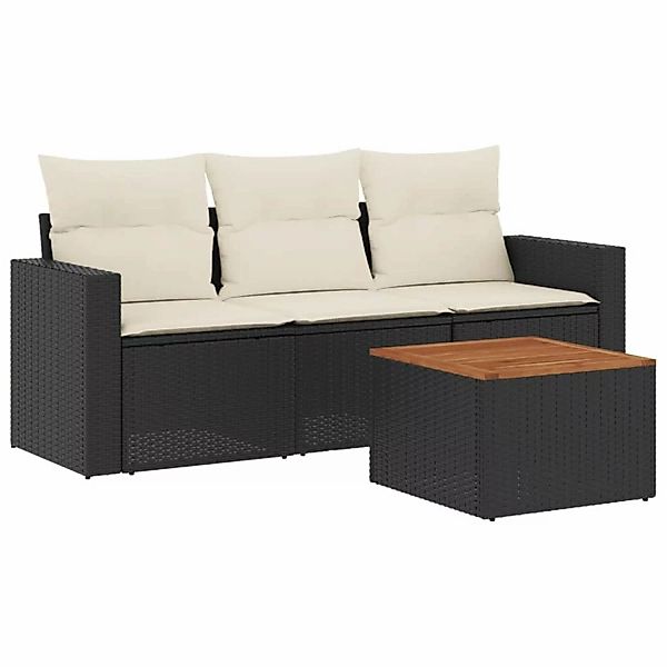 vidaXL 4-tlg Garten-Sofagarnitur mit Kissen Schwarz Poly Rattan Modell 31 günstig online kaufen