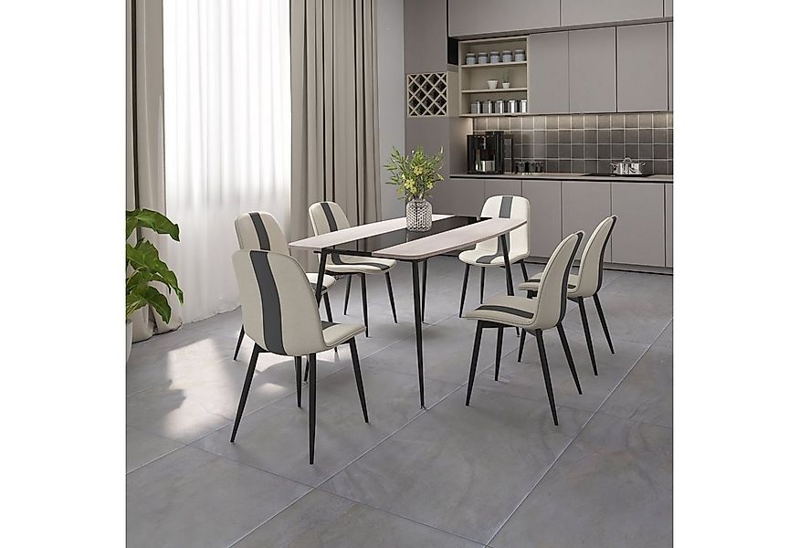 Mondeer Essgruppe Esszimmergruppe, (Set, 5/7-tlg), (1 Tisch mit 4/6 Stühlen günstig online kaufen