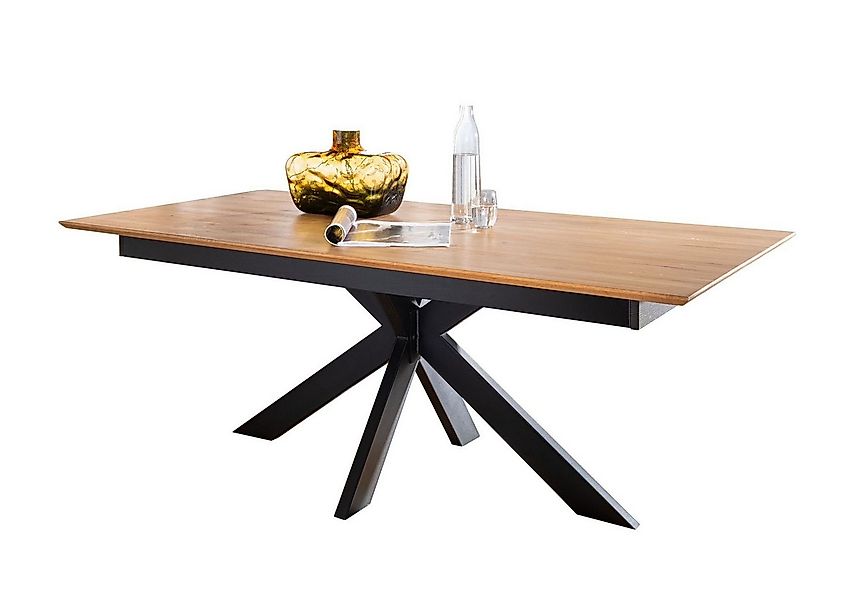 BENEDO MÖBEL Esstisch Eiche Schweizerkante Gestell Ausziehbar (85cm Auszug günstig online kaufen