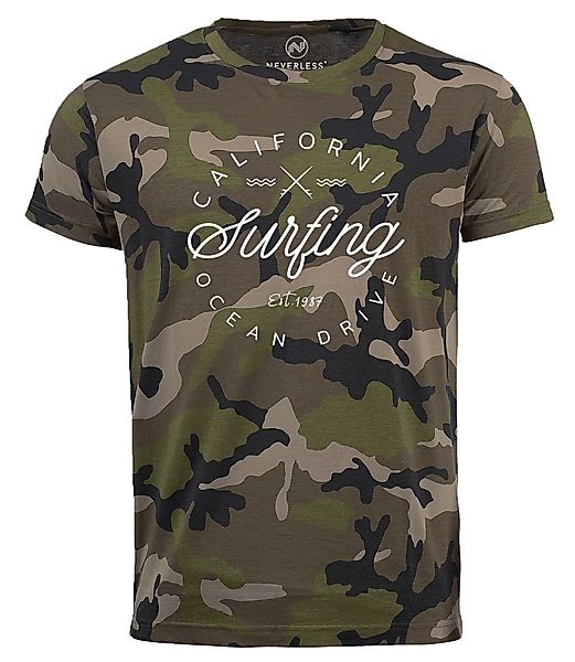 Neverless Print-Shirt Herren Camo-Shirt California Surfing günstig online kaufen