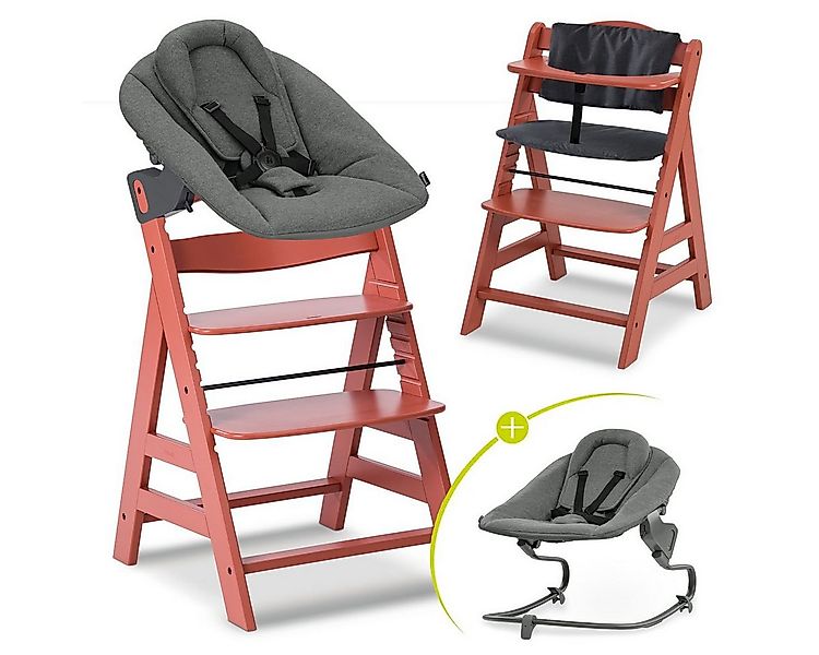 Hauck Hochstuhl Alpha Plus Cork Newborn Set - Dark Grey, Holz Babystuhl ab günstig online kaufen