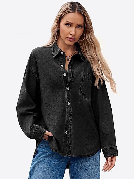 Imily Bela Jeansbluse Damen Lässig Boyfriend Jeansjacke Denim Oberteil (Pac günstig online kaufen