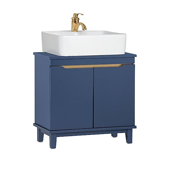 SoBuy Waschbeckenunterschrank mit 2 Türen Holz Blau 60 cm BZR113-B günstig online kaufen