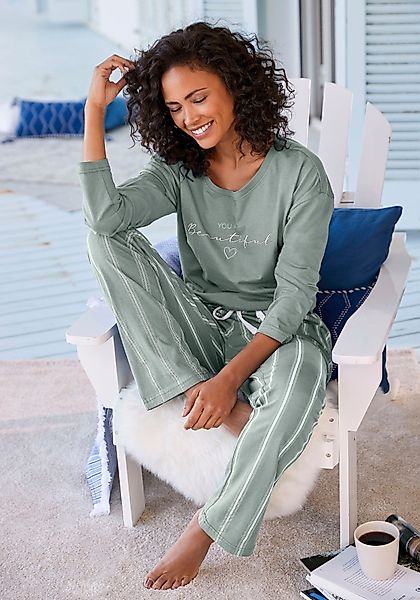 Vivance Dreams Pyjama, (2 tlg.), mit Frontdruck günstig online kaufen