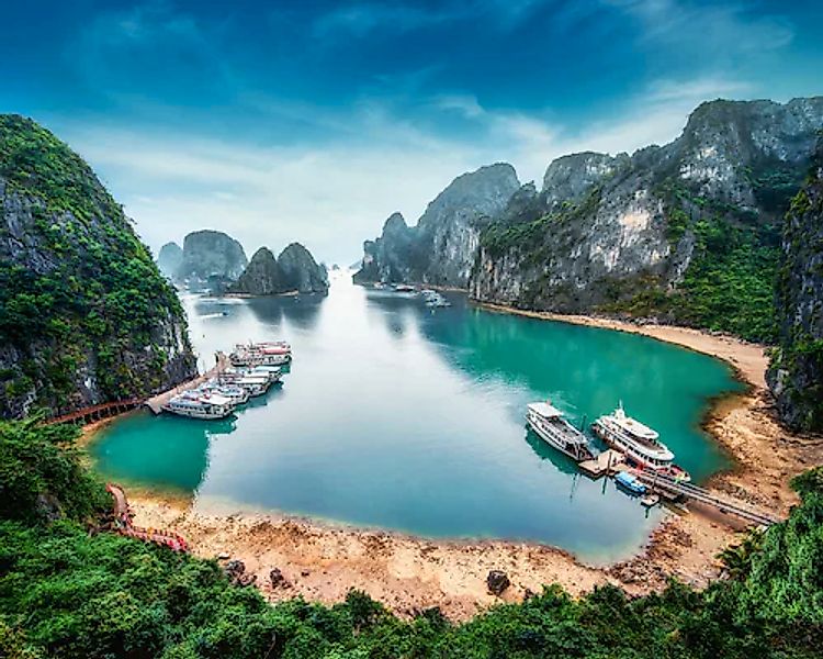 Papermoon Fototapete »BUCHT-VIETNAM MEER SEE FLUSS GEBIRGE WALD HIMMEL SONN günstig online kaufen