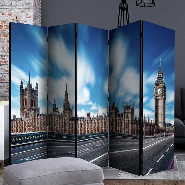 Leinwand Raumtrenner in Blau und Grau LONDON Ansicht günstig online kaufen