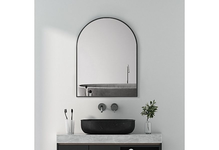 Boromal Wandspiegel Schwarz 50x70 60x80 Badspiegel Flurspiegel mit Metall R günstig online kaufen