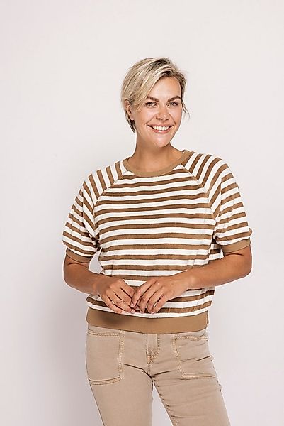 Zhrill Kurzarmshirt ZHINGE Frottee-Optik mit Streifen günstig online kaufen