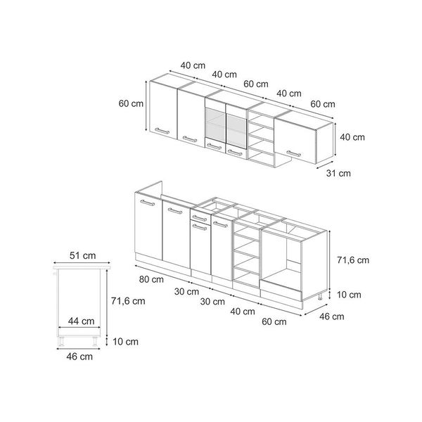 Vicco Küchenzeile R-Line, Anthrazit Landhaus/Goldkraft Eiche, günstig online kaufen