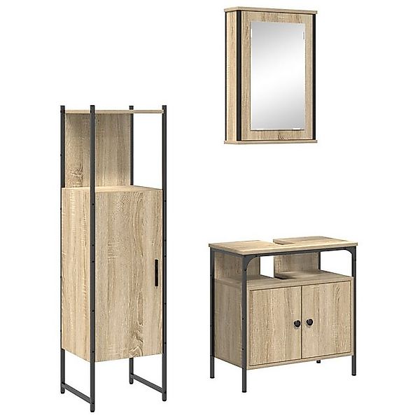 vidaXL Badezimmerspiegelschrank 3-teiliges Badezimmermöbel Set Sonoma Eiche günstig online kaufen