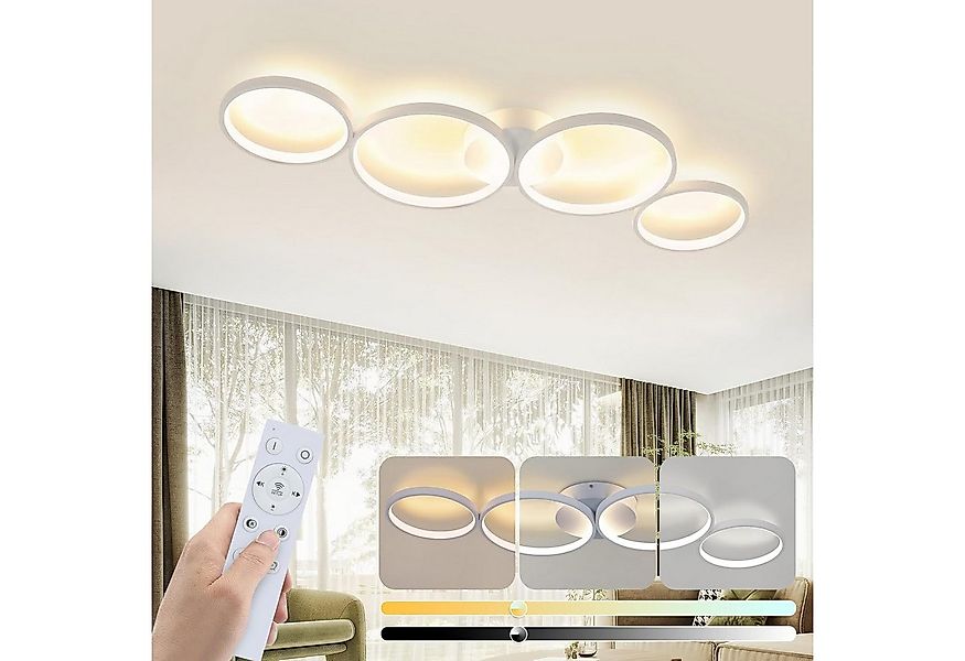 ZMH LED Deckenleuchte Wohnzimmer 4 Flammig Ringoptik Deckenlampe Modern mit günstig online kaufen