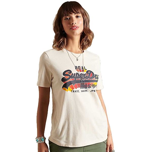 Superdry Vintage Logo Rainbow Kurzärmeliges T-shirt S Oatmeal günstig online kaufen