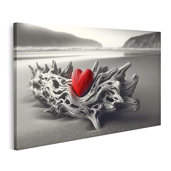 islandburner Leinwandbild Liebeszeichen im Sand: Rot günstig online kaufen