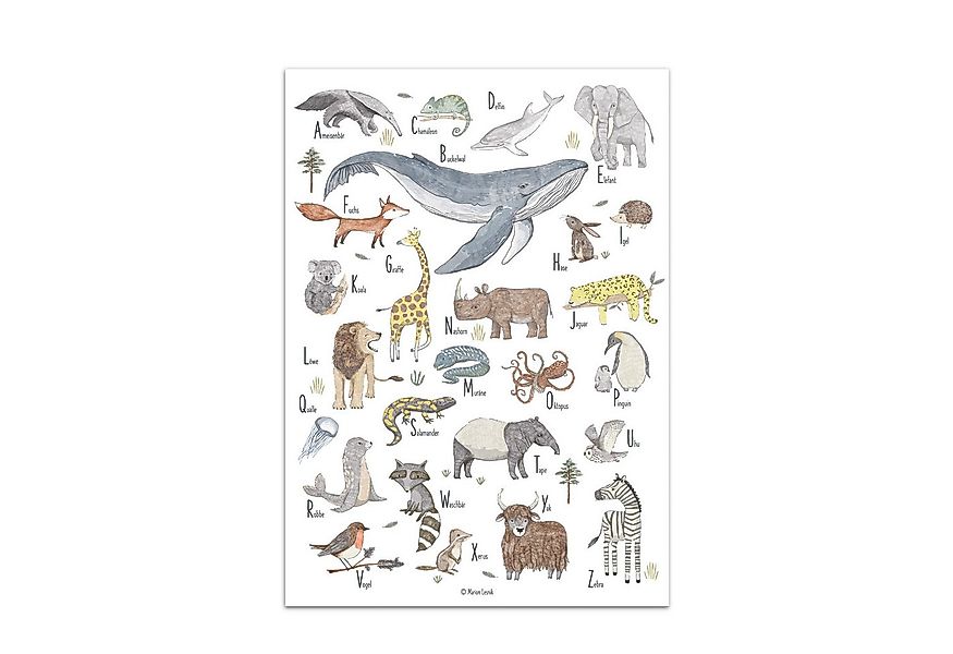 Designforlittleones Poster ABC der Tiere, 50 x 70 cm großes Alphabet Poster günstig online kaufen