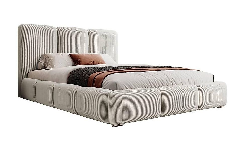 NADUVI Collection | Bettgestell Briar mit Stauraum, Rippstoff, 180x200 günstig online kaufen