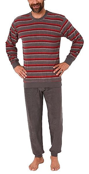 Normann Pyjama Herren Frottee Pyjama lang Schlafanzug mit Bündchen in Strei günstig online kaufen