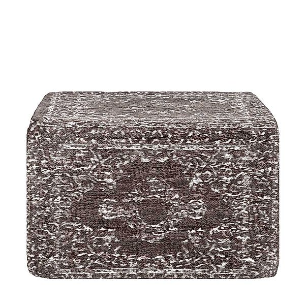 Polsterhocker in Anthrazit Webstoff Vintage Design günstig online kaufen