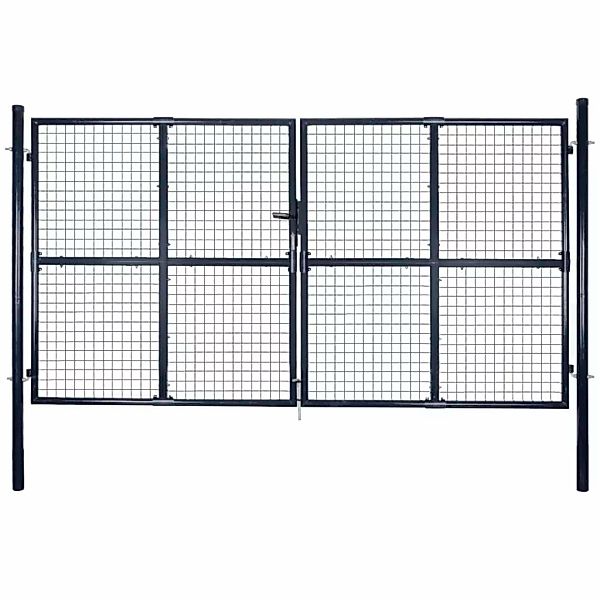 Mesh-gartentor Verzinkter Stahl 289 X 150 Cm Grau günstig online kaufen