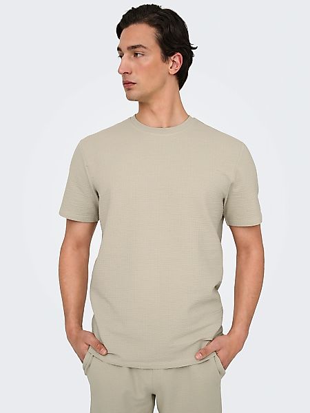 ONLY & SONS Rundhalsshirt "ONSKIAN LIFE REG SEERSUCKER SS TEE NOOS" günstig online kaufen