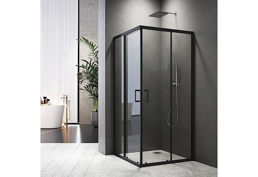 Boromal Eckdusche Duschkabine Schwarz Duschabtrennung 90x90 75x90 H:185cm S günstig online kaufen