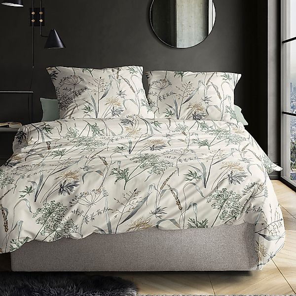 Bettwäsche Irisette Biber Koala 8425-80 Sand Grün Gräser 135x200 günstig online kaufen