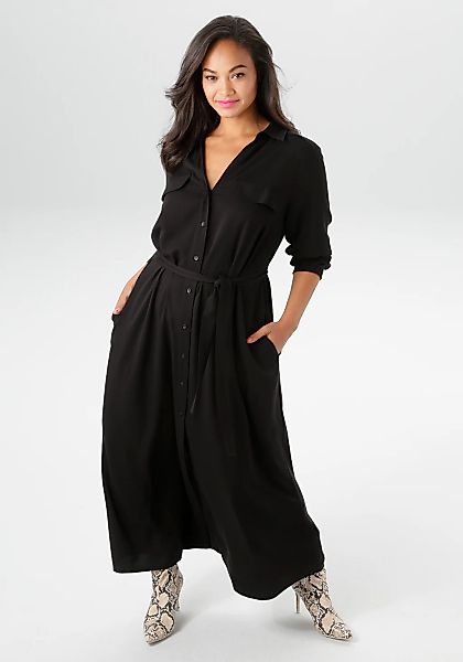 Aniston PLUS Blusenkleid Pattentaschen durchgeknöpftes Kleid aus weich fall günstig online kaufen