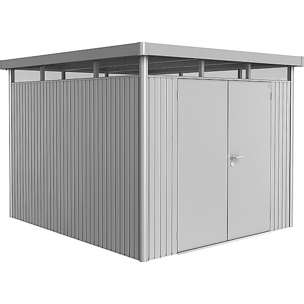 Biohort Metall-Gerätehaus HighLine Silber-Metallic 7,6 m² Doppeltür günstig online kaufen
