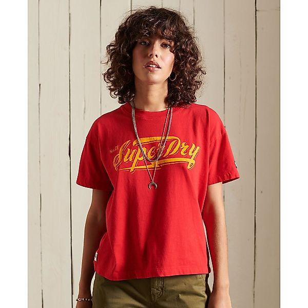 Superdry Boho Graphic Crop Boxy Kurzarm T-shirt L Campus Red günstig online kaufen