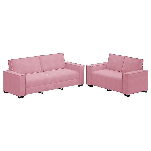 vidaXL Sofa 2-tlg. Sofagarnitur mit Kissen Rosa Samt günstig online kaufen