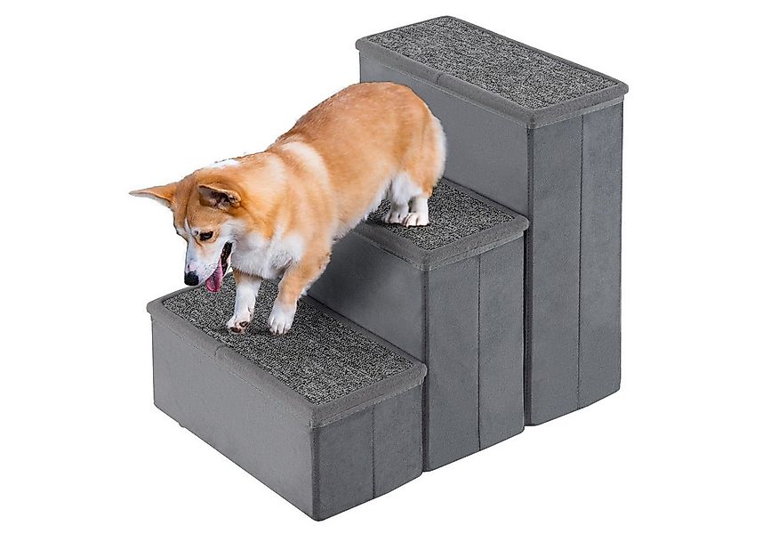 COSTWAY Haustiertreppe, 3 Stufen Hundetreppe, mit Stauraum, 51 x 39 x 45cm günstig online kaufen