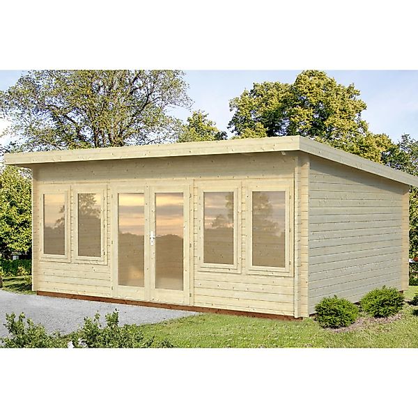Palmako Lisa Holz-Gartenhaus Hellbraun Pultdach Tauchgrundiert 530 cm x 380 günstig online kaufen