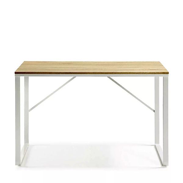 Schreibtisch in Weiß und Naturfarben 120 cm breit günstig online kaufen