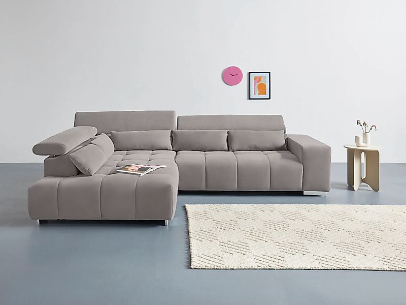 COTTA Ecksofa "Orion L-Form", mit Kopfteilverstellung & 5 Nierenkissen günstig online kaufen
