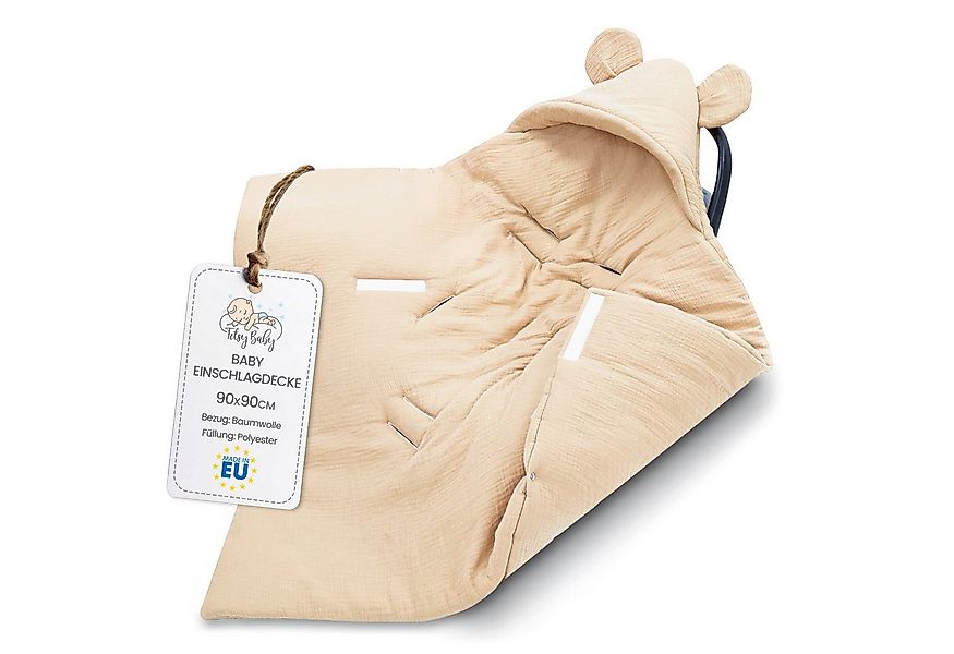 Einschlagdecke Warme Musselin-Einschlagdecke 90x90 cm für Babyschale - Hell günstig online kaufen