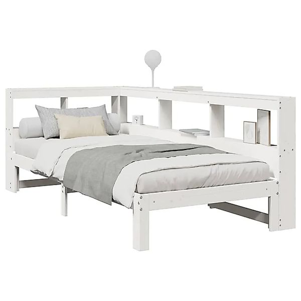 vidaXL Massivholzbett mit Regal ohne Matratze Weiß 90x200 cm Kiefer 3324392 günstig online kaufen