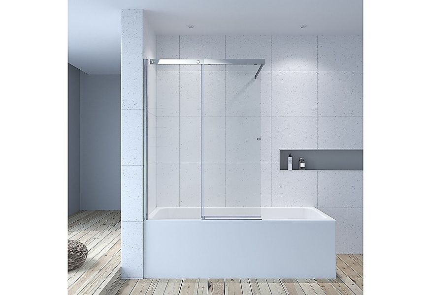 AQUABATOS Badewannenaufsatz mit Schiebetür 110x150 cm Duschwand Glas für Ba günstig online kaufen
