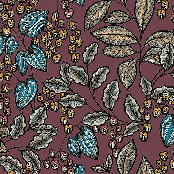 PROFHOME 377546-GU Blumen Tapete Floral Matt Rot Beige Blau 0,53 m x 10,05 günstig online kaufen