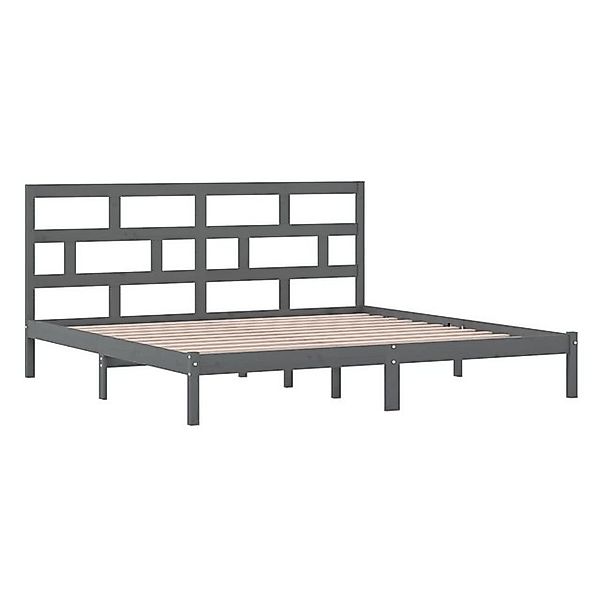 vidaXL Bettgestell Massivholzbett Grau Kiefer 200x200 cm Doppelbett Bett Be günstig online kaufen