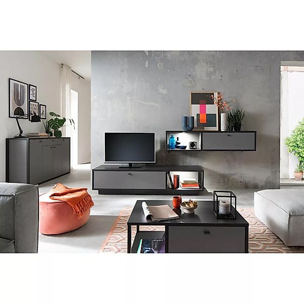 Wohnzimmer Wohnmöbel Set LAVAL-05 mit Couchtisch in grau mit anthrazit inkl günstig online kaufen