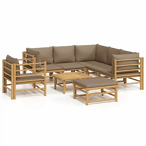 Vidaxl 8-tlg. Garten-lounge-set Mit Kissen Taupe Bambus günstig online kaufen