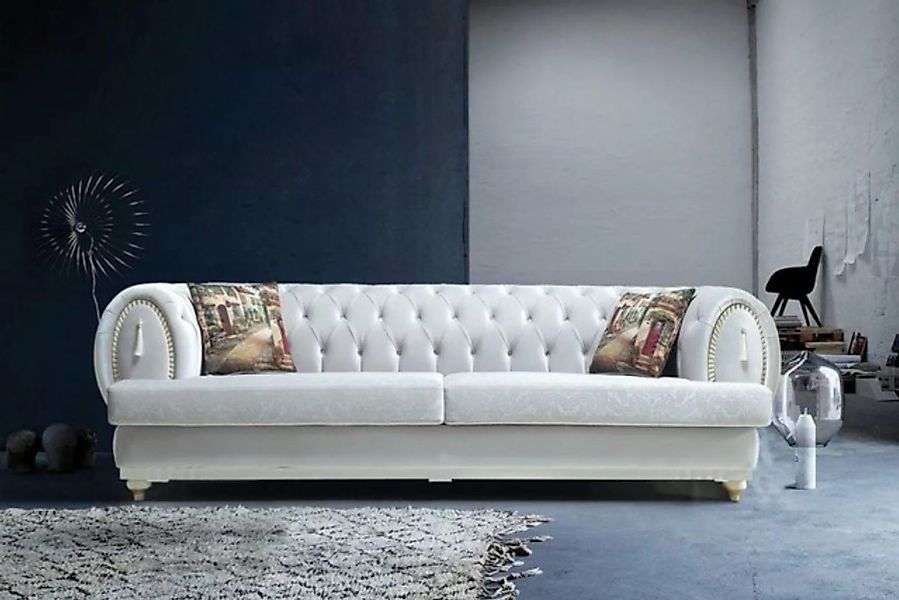 JVmoebel 3-Sitzer Weißer Chesterfield Dreisitzer Modernes Sofa Stilvolle Wo günstig online kaufen