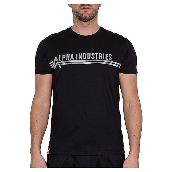 Alpha Industries Industries Foil Print Kurzärmeliges T-shirt S Black / Meta günstig online kaufen