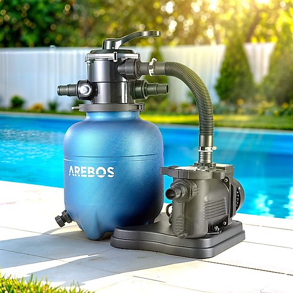 Arebos Sandfilteranlage mit Pumpe inkl.600g Filterbälle, günstig online kaufen
