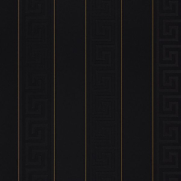 Bricoflor Schwarz Goldene Tapete mit Dünnen Streifen Mäander Tapete mit Neo günstig online kaufen