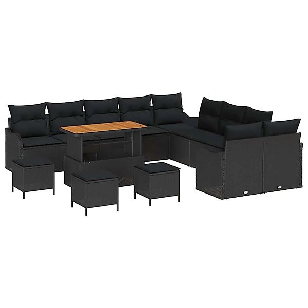 vidaXL Garten-Sofa-Set 14-Tlg Schwarz Poly Rattan 3362329 günstig online kaufen
