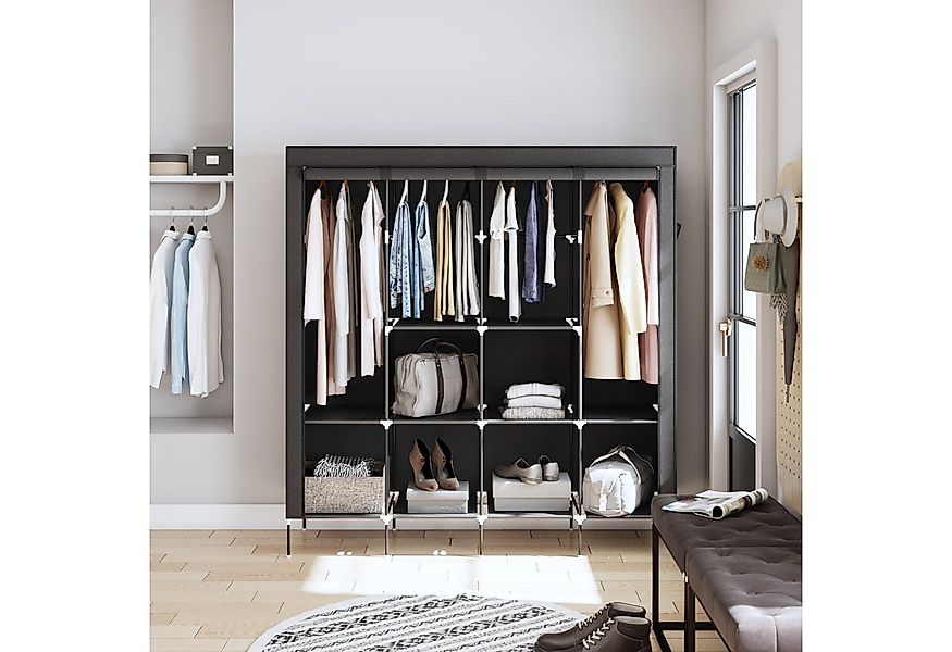 Mondeer Stoffschrank Kleiderschrank mit 4 Kleiderstangen und 2 Taschen, 180 günstig online kaufen