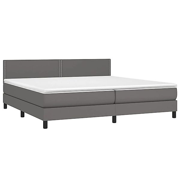 vidaXL Boxspringbett mit Matratze & LED Grau 200x200 cm Kunstleder 3134187 günstig online kaufen