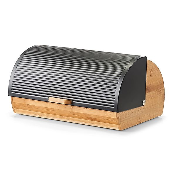 Zeller Brotkasten, Bambus/Metall 19 cm x 27 cm x 39 cm Schwarz-Natur günstig online kaufen