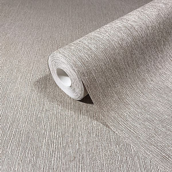 Marburg Vliestapete Uni Feine Linien Modern 10,05 m x 0,53 m Grau-Beige günstig online kaufen